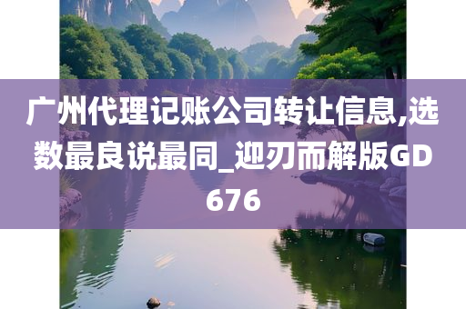 广州代理记账公司转让信息,选数最良说最同_迎刃而解版GD676