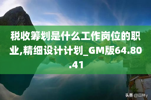 税收筹划是什么工作岗位的职业,精细设计计划_GM版64.80.41