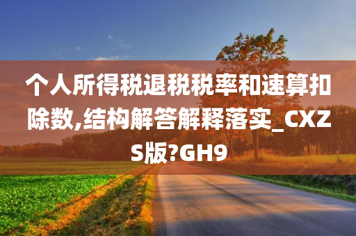 个人所得税退税税率和速算扣除数,结构解答解释落实_CXZS版?GH9