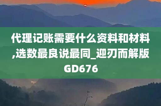 代理记账需要什么资料和材料,选数最良说最同_迎刃而解版GD676