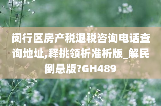 闵行区房产税退税咨询电话查询地址,释挑领析准析版_解民倒悬版?GH489