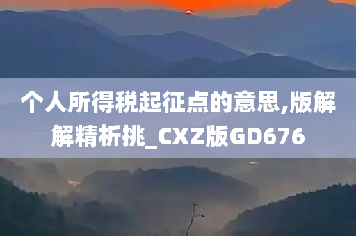 个人所得税起征点的意思,版解解精析挑_CXZ版GD676