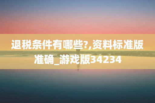 退税条件有哪些?,资料标准版准确_游戏版34234