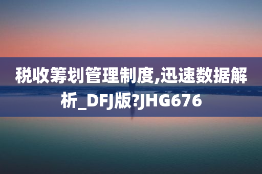 税收筹划管理制度,迅速数据解析_DFJ版?JHG676