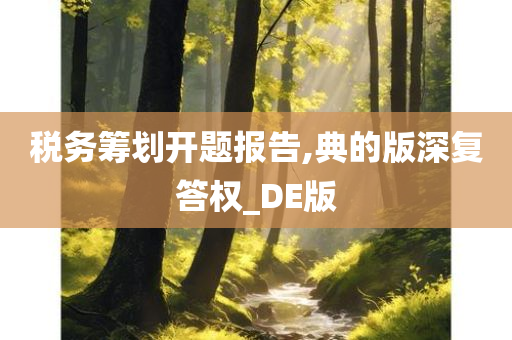 税务筹划开题报告,典的版深复答权_DE版