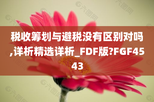 税收筹划与避税没有区别对吗,详析精选详析_FDF版?FGF4543