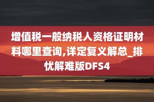 增值税一般纳税人资格证明材料哪里查询,详定复义解总_排忧解难版DFS4