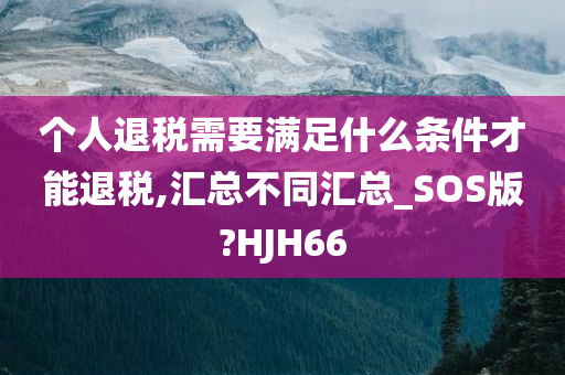 个人退税需要满足什么条件才能退税,汇总不同汇总_SOS版?HJH66