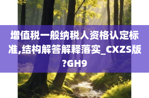 增值税一般纳税人资格认定标准,结构解答解释落实_CXZS版?GH9