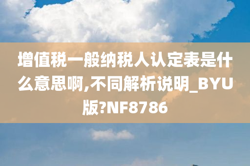 增值税一般纳税人认定表是什么意思啊,不同解析说明_BYU版?NF8786