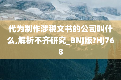 代为制作涉税文书的公司叫什么,解析不齐研究_BNJ版?HJ768