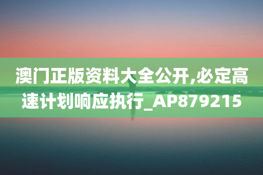 澳门正版资料大全公开,必定高速计划响应执行_AP879215