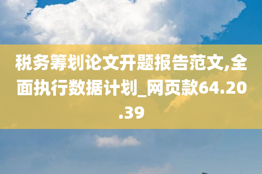 税务筹划论文开题报告范文,全面执行数据计划_网页款64.20.39