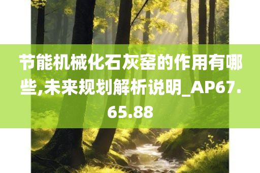 节能机械化石灰窑的作用有哪些,未来规划解析说明_AP67.65.88