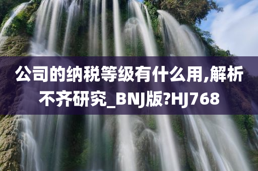 公司的纳税等级有什么用,解析不齐研究_BNJ版?HJ768