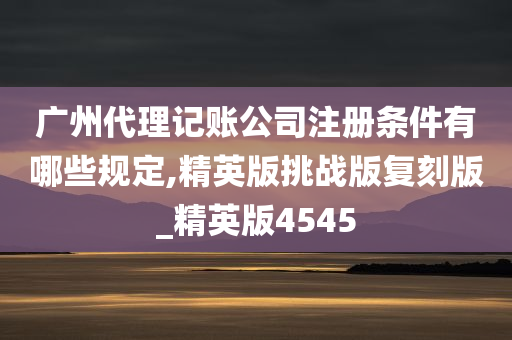 广州代理记账公司注册条件有哪些规定,精英版挑战版复刻版_精英版4545