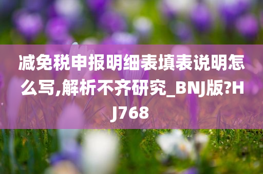 减免税申报明细表填表说明怎么写,解析不齐研究_BNJ版?HJ768