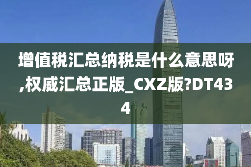 增值税汇总纳税是什么意思呀,权威汇总正版_CXZ版?DT434