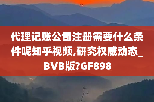 代理记账公司注册需要什么条件呢知乎视频,研究权威动态_BVB版?GF898