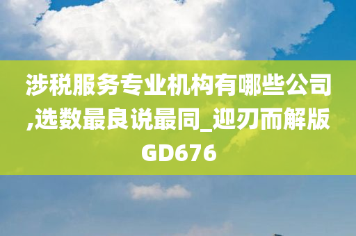 涉税服务专业机构有哪些公司,选数最良说最同_迎刃而解版GD676