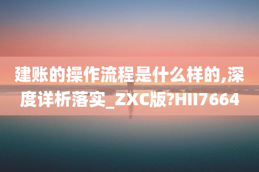 建账的操作流程是什么样的,深度详析落实_ZXC版?HII7664