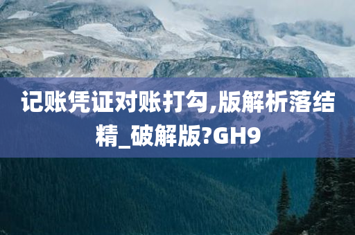 记账凭证对账打勾,版解析落结精_破解版?GH9