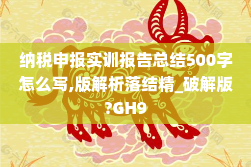 纳税申报实训报告总结500字怎么写,版解析落结精_破解版?GH9