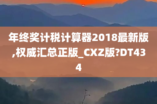 年终奖计税计算器2018最新版,权威汇总正版_CXZ版?DT434