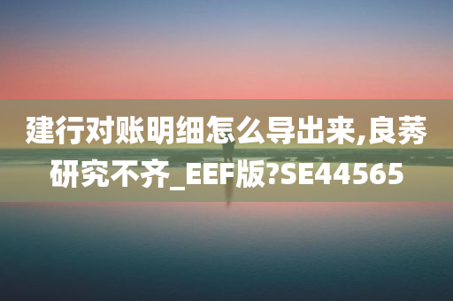 建行对账明细怎么导出来,良莠研究不齐_EEF版?SE44565