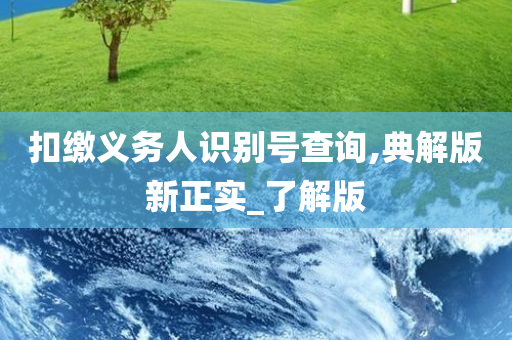 扣缴义务人识别号查询,典解版新正实_了解版