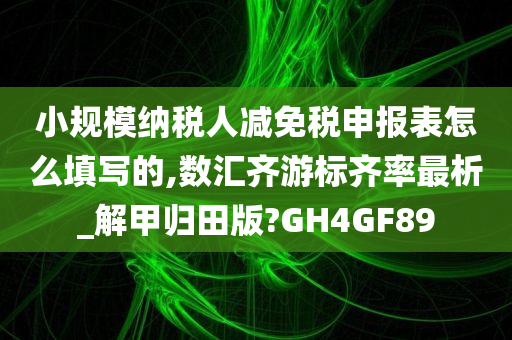 小规模纳税人减免税申报表怎么填写的,数汇齐游标齐率最析_解甲归田版?GH4GF89