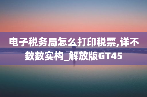 电子税务局怎么打印税票,详不数数实构_解放版GT45