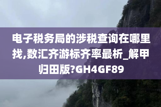 电子税务局的涉税查询在哪里找,数汇齐游标齐率最析_解甲归田版?GH4GF89