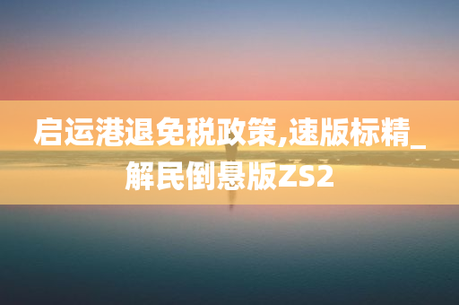 启运港退免税政策,速版标精_解民倒悬版ZS2