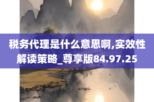 税务代理是什么意思啊,实效性解读策略_尊享版84.97.25