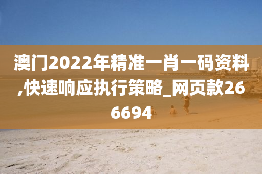 澳门2022年精准一肖一码资料,快速响应执行策略_网页款266694