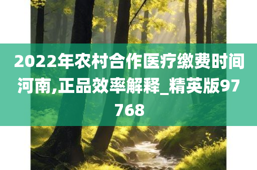 2022年农村合作医疗缴费时间河南,正品效率解释_精英版97768