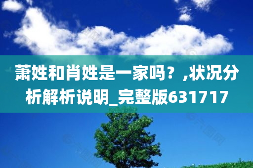 萧姓和肖姓是一家吗？,状况分析解析说明_完整版631717