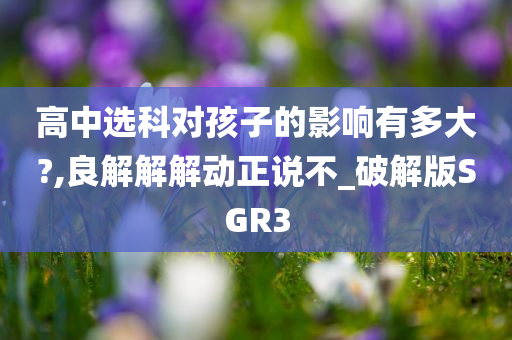 高中选科对孩子的影响有多大?,良解解解动正说不_破解版SGR3