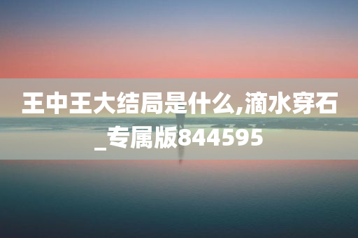 王中王大结局是什么,滴水穿石_专属版844595