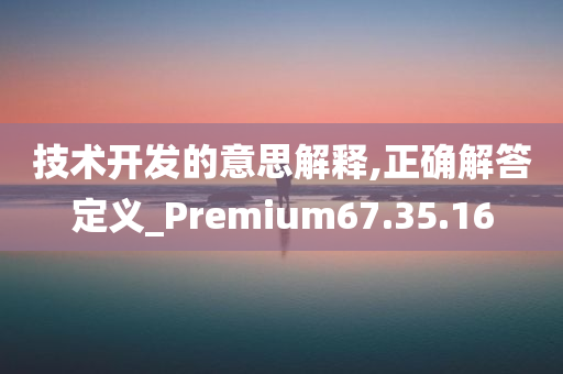 技术开发的意思解释,正确解答定义_Premium67.35.16