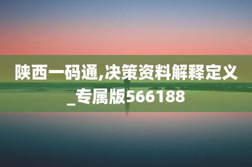 陕西一码通,决策资料解释定义_专属版566188