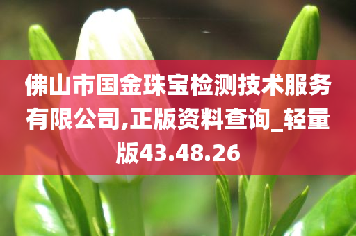 佛山市国金珠宝检测技术服务有限公司,正版资料查询_轻量版43.48.26