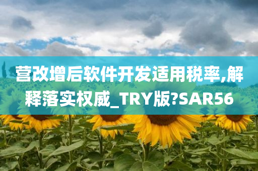 营改增后软件开发适用税率,解释落实权威_TRY版?SAR56