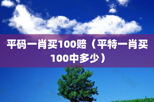 平码一肖买100赔（平特一肖买100中多少）