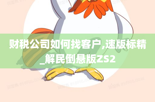 财税公司如何找客户,速版标精_解民倒悬版ZS2