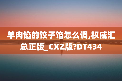 羊肉馅的饺子馅怎么调,权威汇总正版_CXZ版?DT434