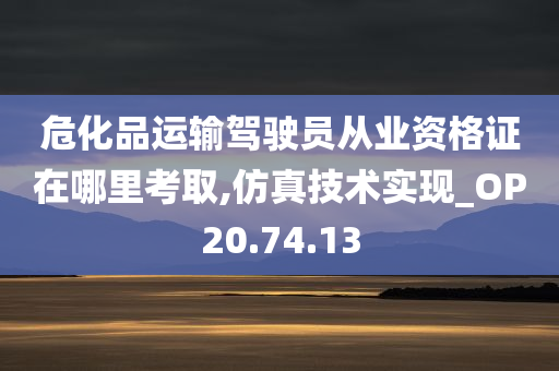 危化品运输驾驶员从业资格证在哪里考取,仿真技术实现_OP20.74.13