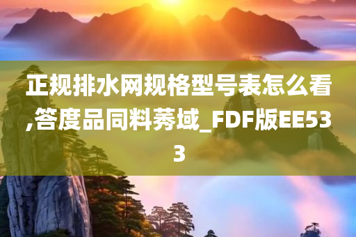 正规排水网规格型号表怎么看,答度品同料莠域_FDF版EE533