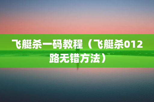 飞艇杀一码教程（飞艇杀012路无错方法）